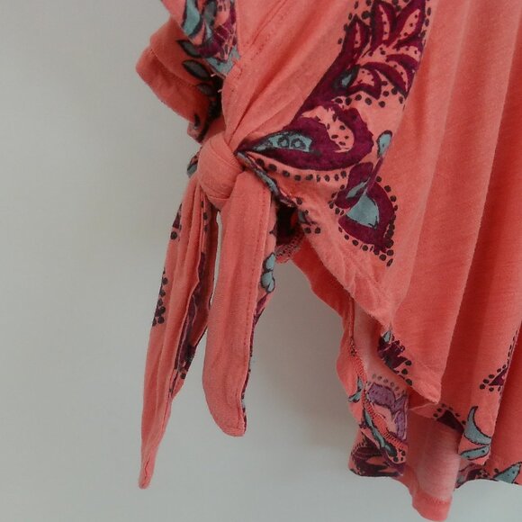 Free People Maui Wowie V-Neck Poncho Top Women's S Passion Flower Pink Oversize - Picture 7 of 10